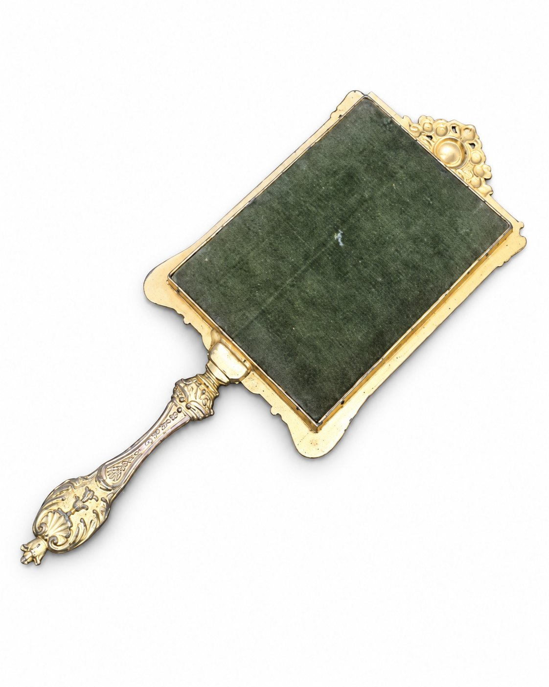 Isabelino-Style Gilt-Bronze Hand Mirror — reverse and original backing