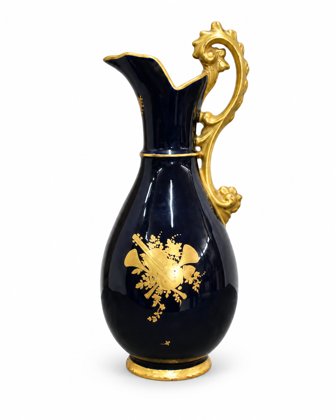 Cobalt Porcelain Ewer with Romantic Scene and Gilt Decoration — reverse decoration