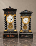 Pair of French Portico Clocks with Twisted Columns — styled main photograph