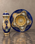 Floral Glass Plate and Covered Sweet Jar — styled main photograph