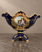 Cobalt Porcelain Centrepiece with Romantic Scene — styled main photograph