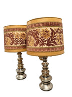 Pair of Table Lamps with Patterned Shades — additional view on white