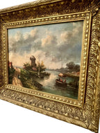 Signed Dutch Landscape in a Gilded Frame — additional view on white