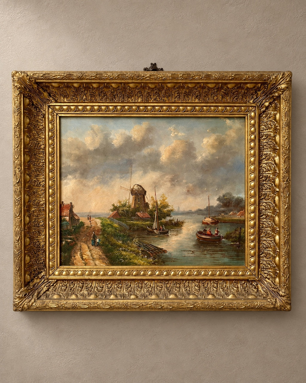 Signed Dutch Landscape in a Gilded Frame — styled main photograph