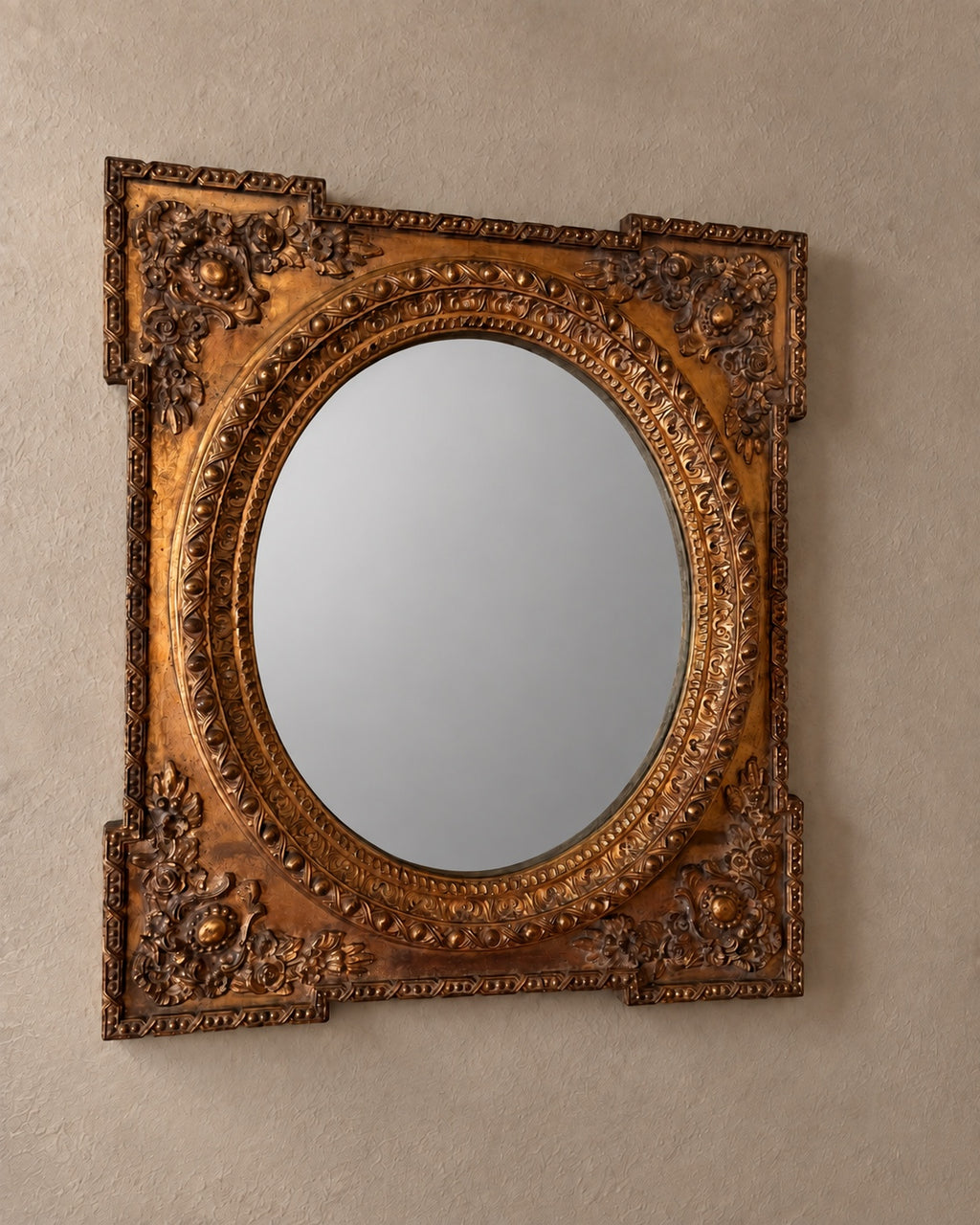 Ornate Rectangular Frame with Oval Mirror — styled main photograph