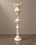 Illuminated Marble Urn on Matching Column — styled main photograph