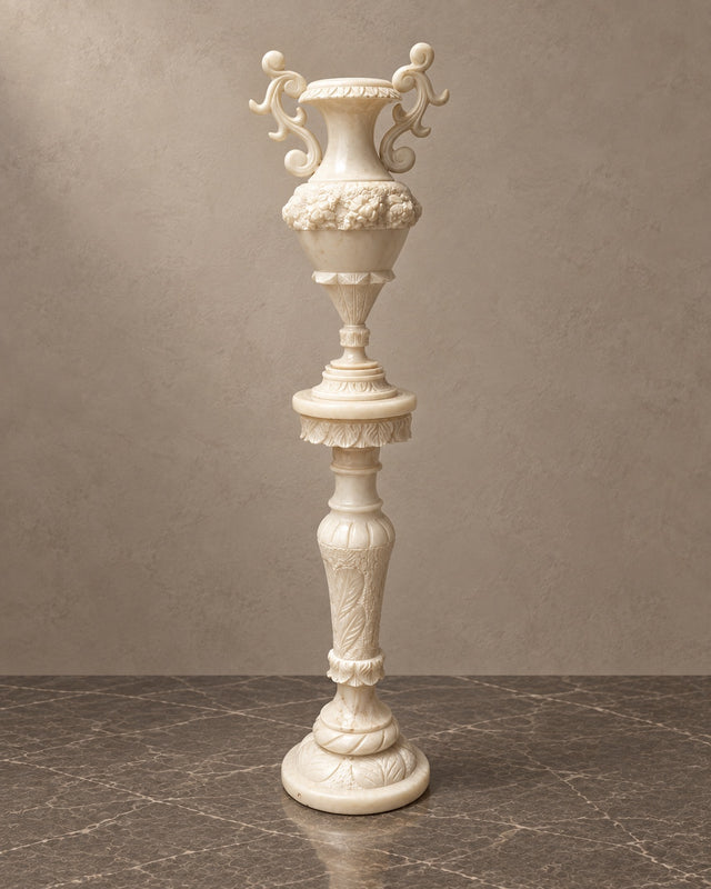 Illuminated Marble Urn on Matching Column