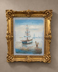 Signed Harbour Sailboat Oil Painting — styled main photograph