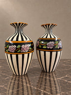 Pair of Art Deco Vases — original rim repairs and glaze wear visible