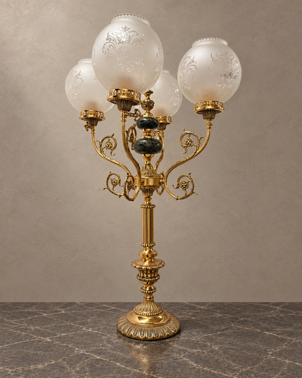 Four-Arm Decorative Lamp with Shades — styled main photograph