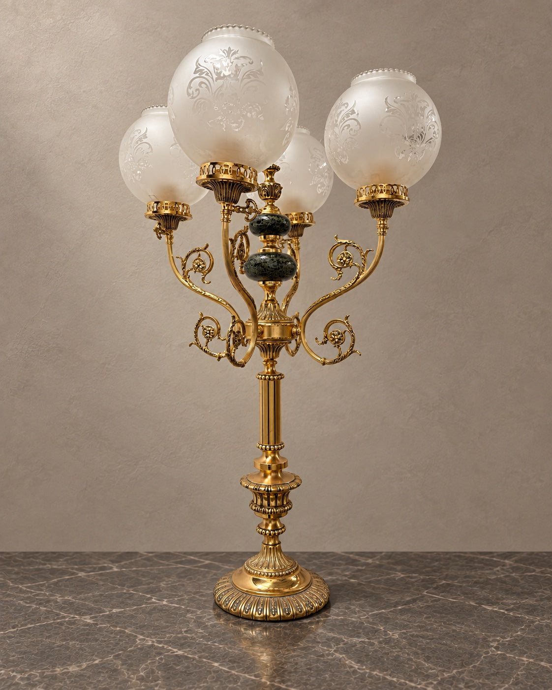 Four-Arm Decorative Lamp with Shades — styled main photograph