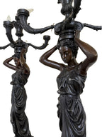 Pair of Monumental Bronze Figural Lighting Stands — additional view on white