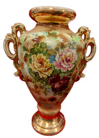 Set of Three Hand-Painted Floral Porcelain Vases — additional view on white