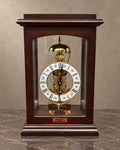 Wooden Display-Case Skeleton Clock — styled main photograph