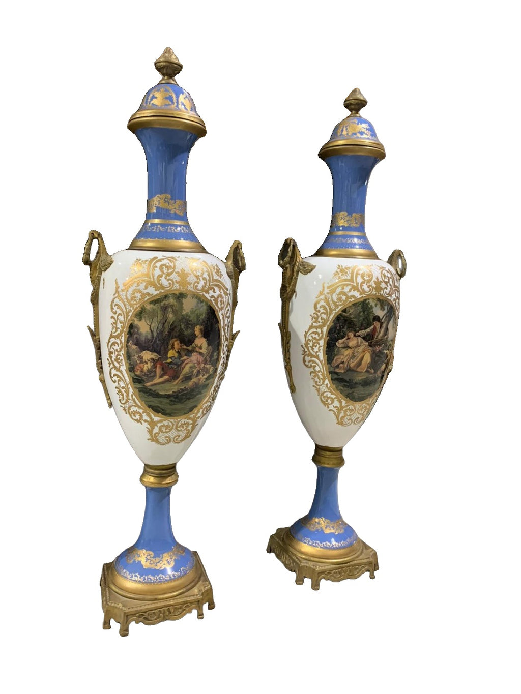 Pair of Monumental Blue and White Porcelain Vases — additional view on white