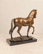Trotting Horse Bronze Sculpture — second view against a warm ivory background