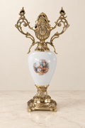 Porcelain vase with a pastoral scene and ornate handles