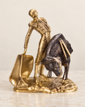 Two-tone bullfighter and bull sculptural group