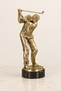 Golfer sculpture with marble base