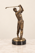 Golf player statuette with marble base