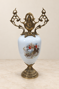 Two-handled porcelain vase with a hunting scene