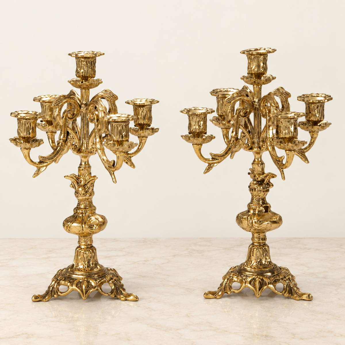 Pair of small Golfiño five-light candelabra