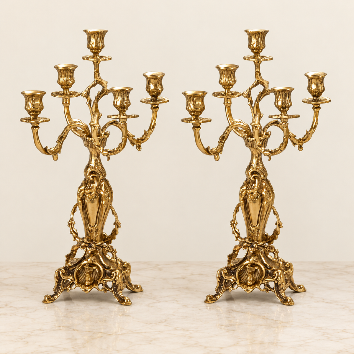 Pair of large Golfiño five-light candelabra
