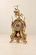 Knight and horse mantel clock with visible pendulum
