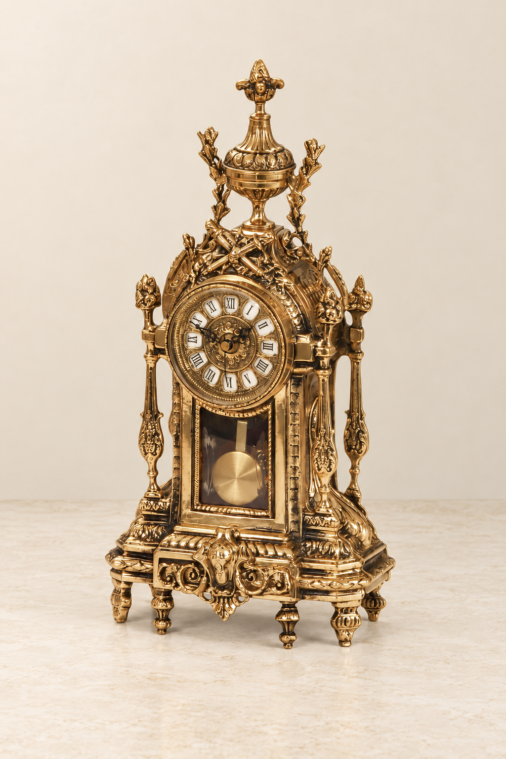 D. Luis mantel clock with visible pendulum