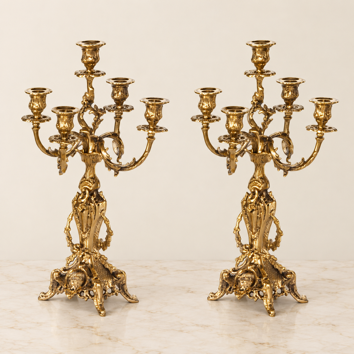 Pair of Cela Golfiño five-light candelabra