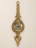 Scrollwork wall clock with thermometer