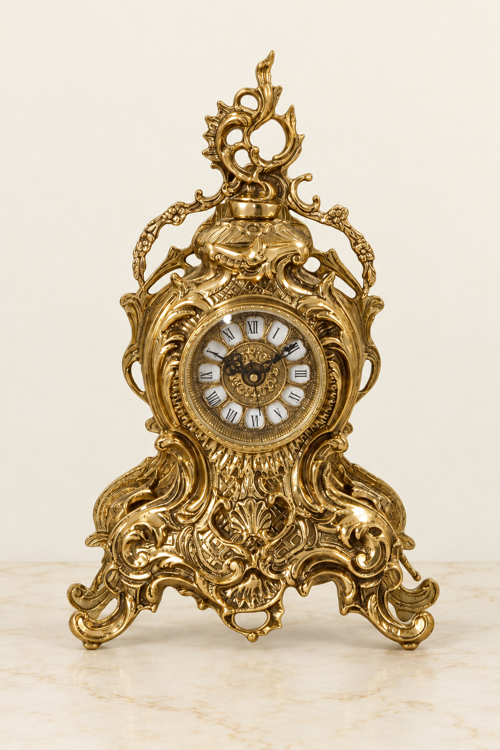 Floral scroll mantel clock