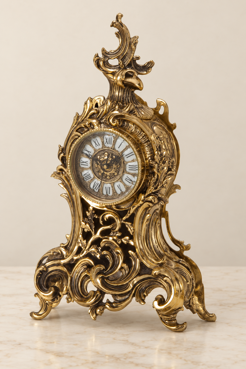 Silva ornamental scroll mantel clock