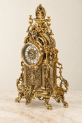 Fruit-crowned architectural mantel clock