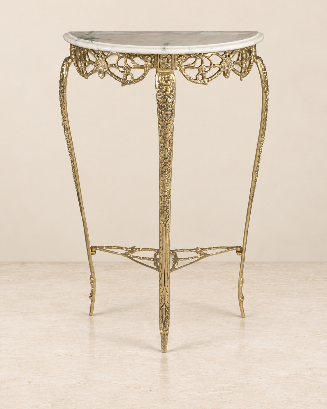 Demi-Lune Console with Golden Openwork Frame