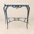 Blue and Gold Console Table with Basket Ornament