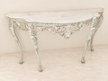 Ivory Console Table with Floral Relief and Open Scrollwork
