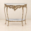 Golden Console Table with Two Marble Surfaces
