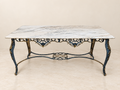 Rectangular Coffee Table with Blue and Gold Openwork Frame