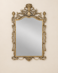 Golden Wall Mirror with Floral Urn Crest