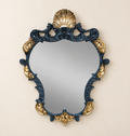 Blue and Gold Wall Mirror with Scallop Shell Crest