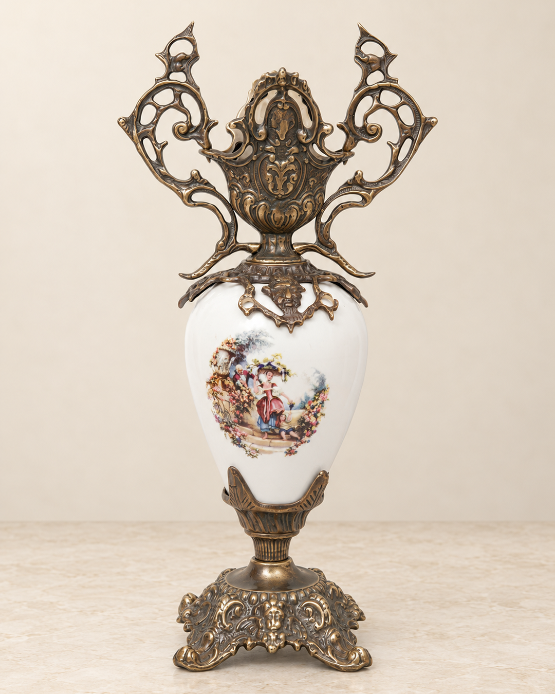 Decorative Vase with Courtship Scene and Openwork Handles