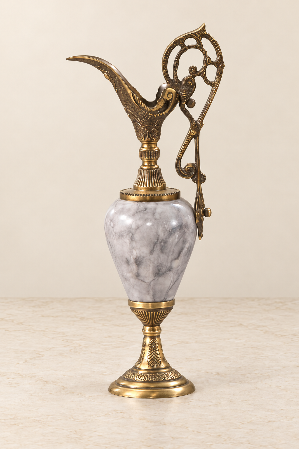 Cleopatra grey decorative ewer with openwork handle