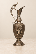 Antiqued Brown Decorative Ewer with Floral Medallion