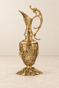 Golden Decorative Ewer with Garland Relief and Foliate Foot