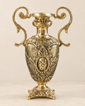 Twin-Handled Decorative Vase with Floral Medallion