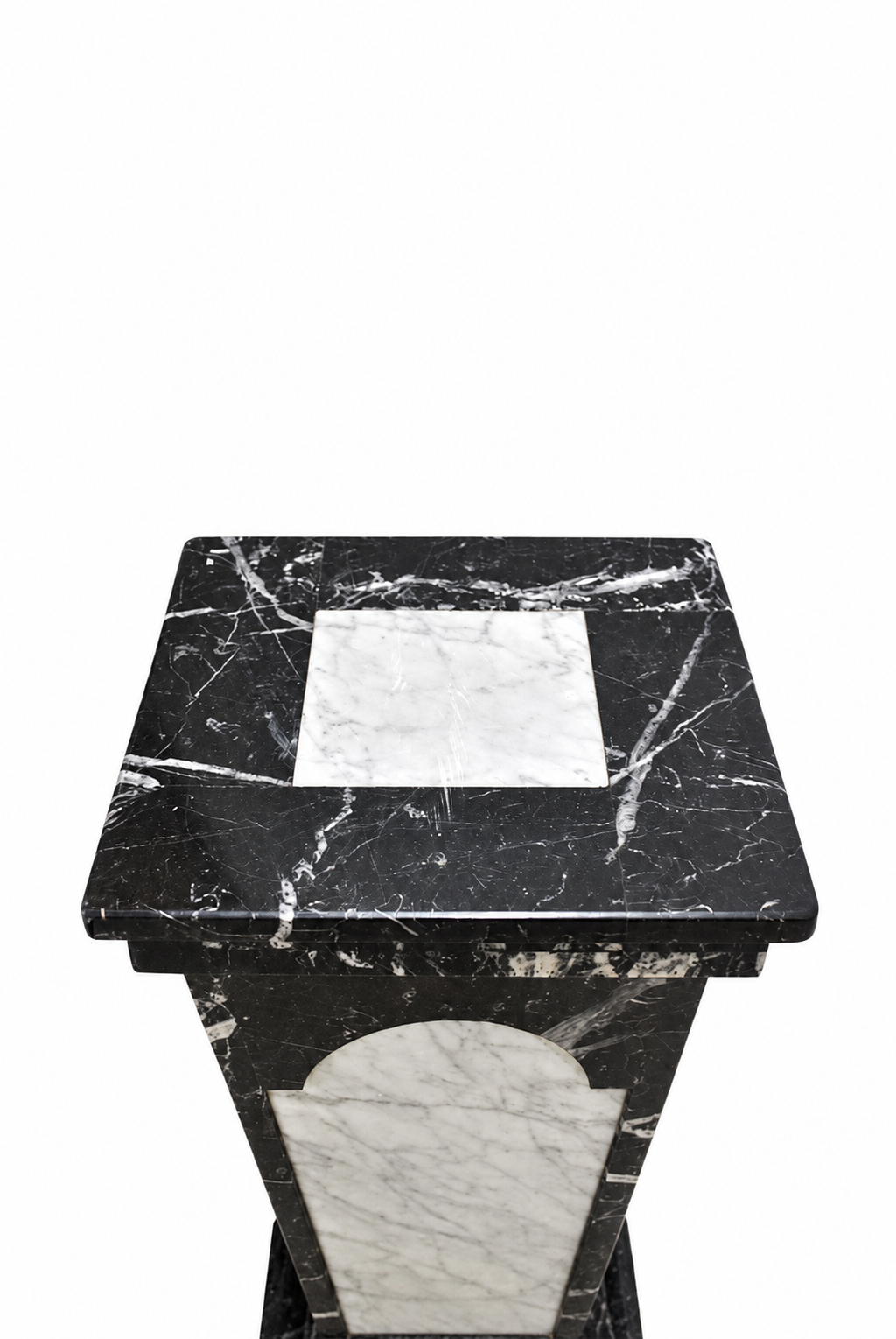 Black and White Marble Pedestal with Gilt-Bronze Mounts — original marble top detail