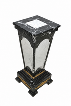 Black and White Marble Pedestal with Gilt-Bronze Mounts — original complete oblique view