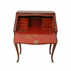 Red Chinoiserie Fall-Front Writing Desk — original open writing compartment