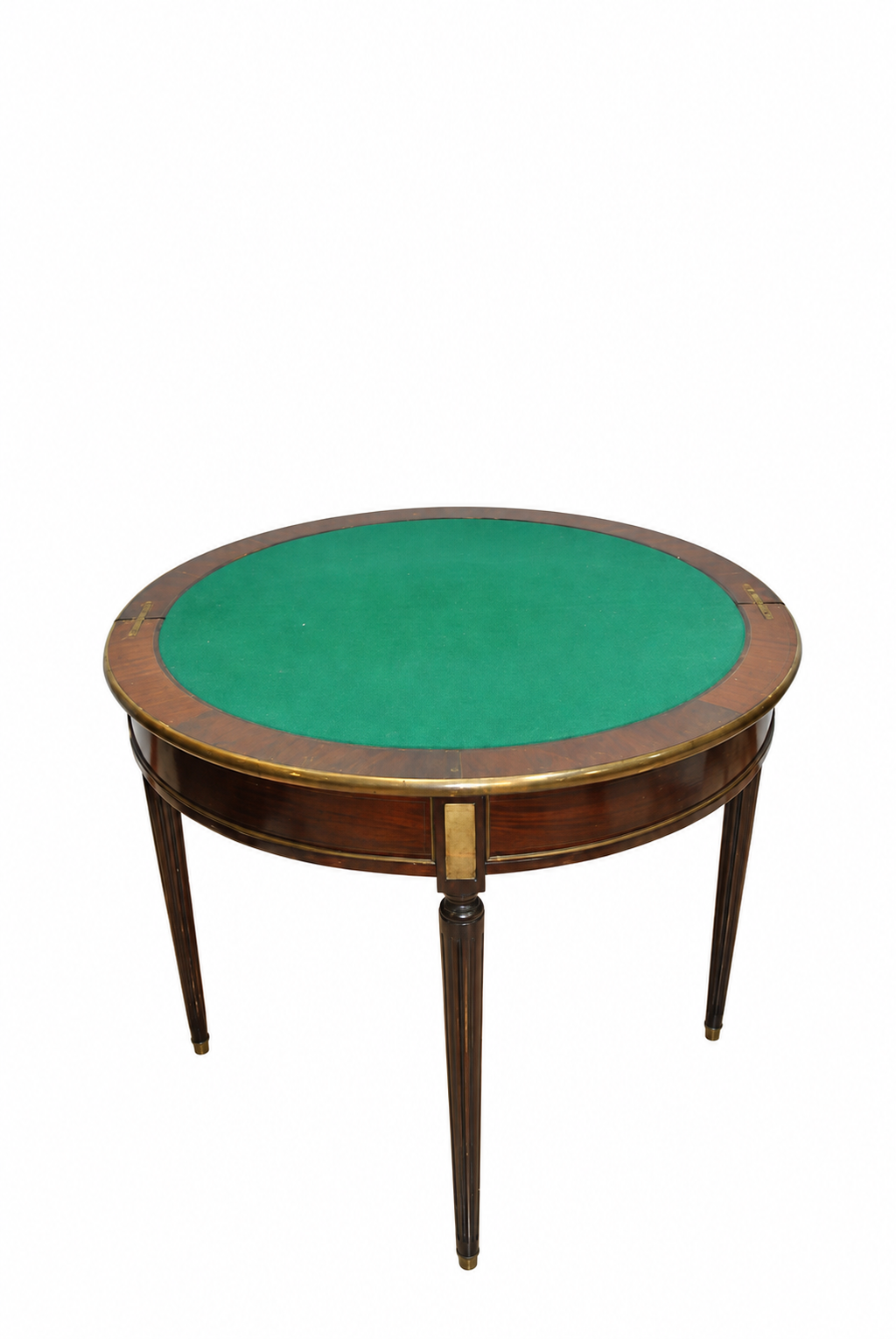 Louis XVI-Style Demi-Lune Folding Games Table — original opened green playing surface